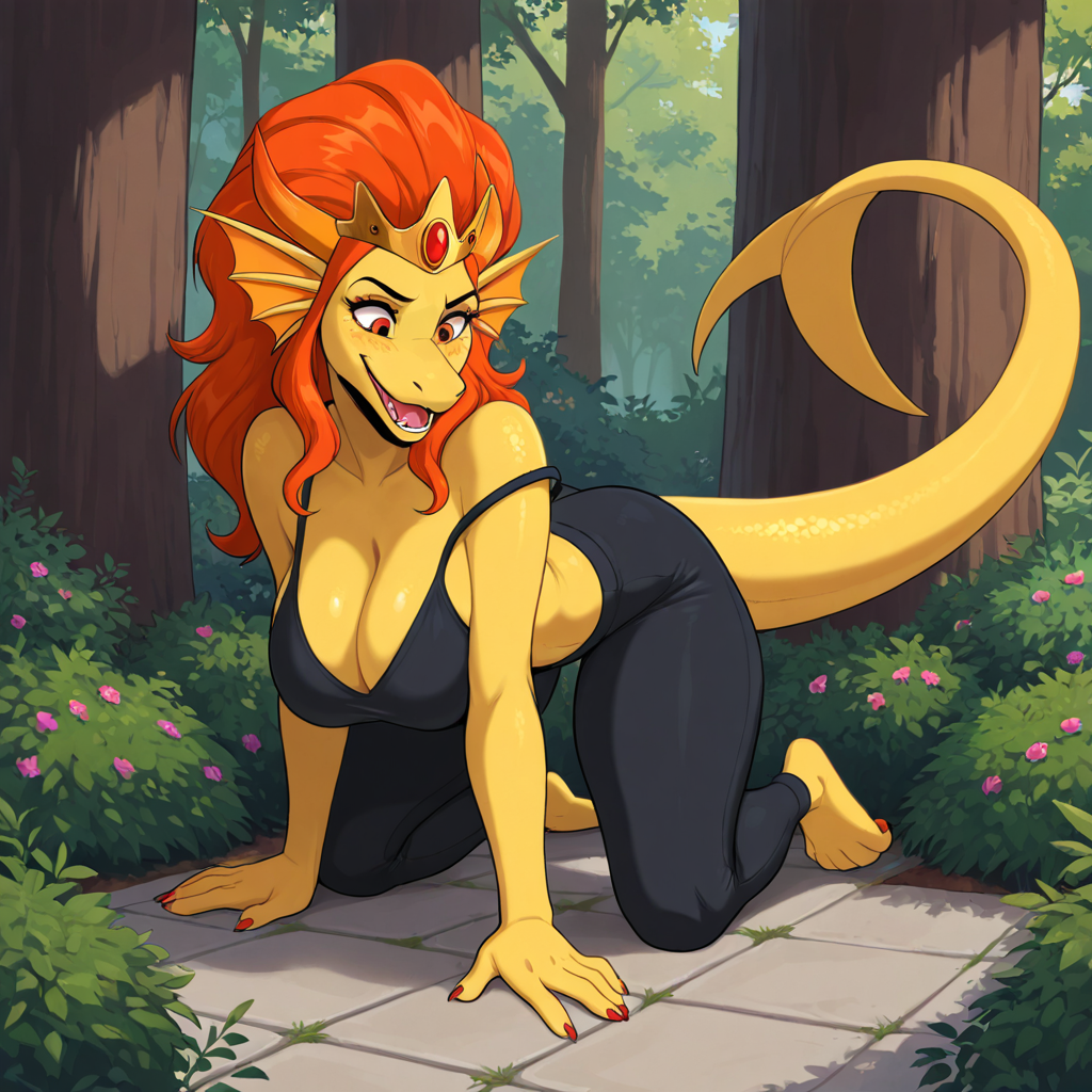 Regal Furry Queen in Castle Garden