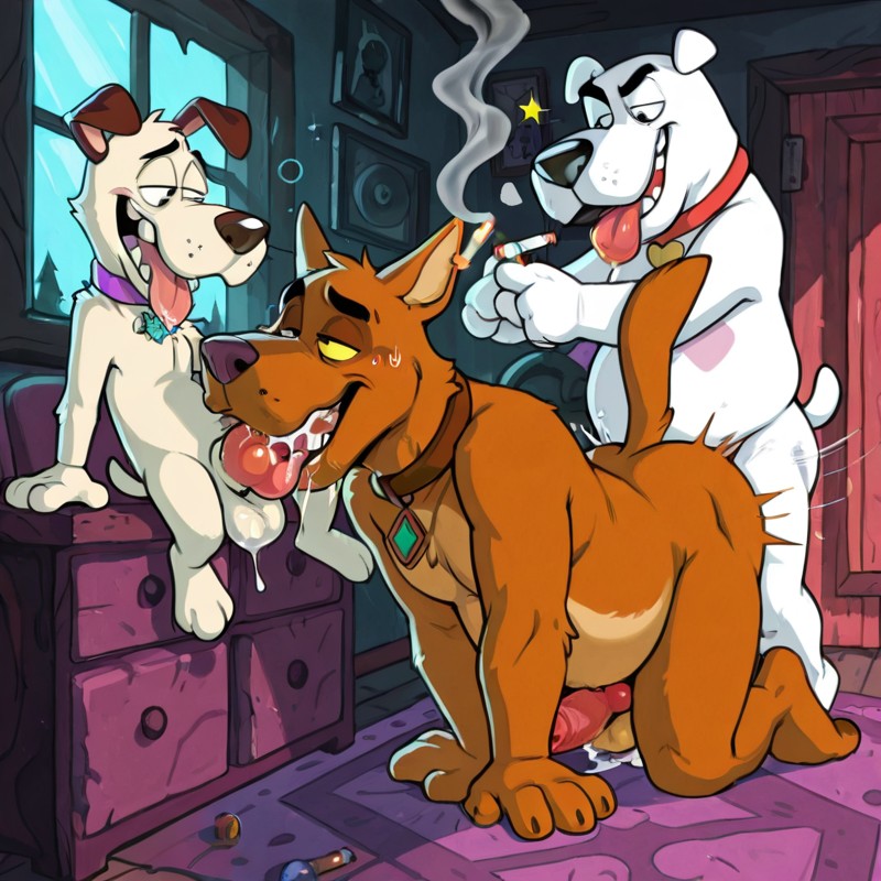 Anthro Dog-Fox-Wolf-Otter in Sensual Embrace