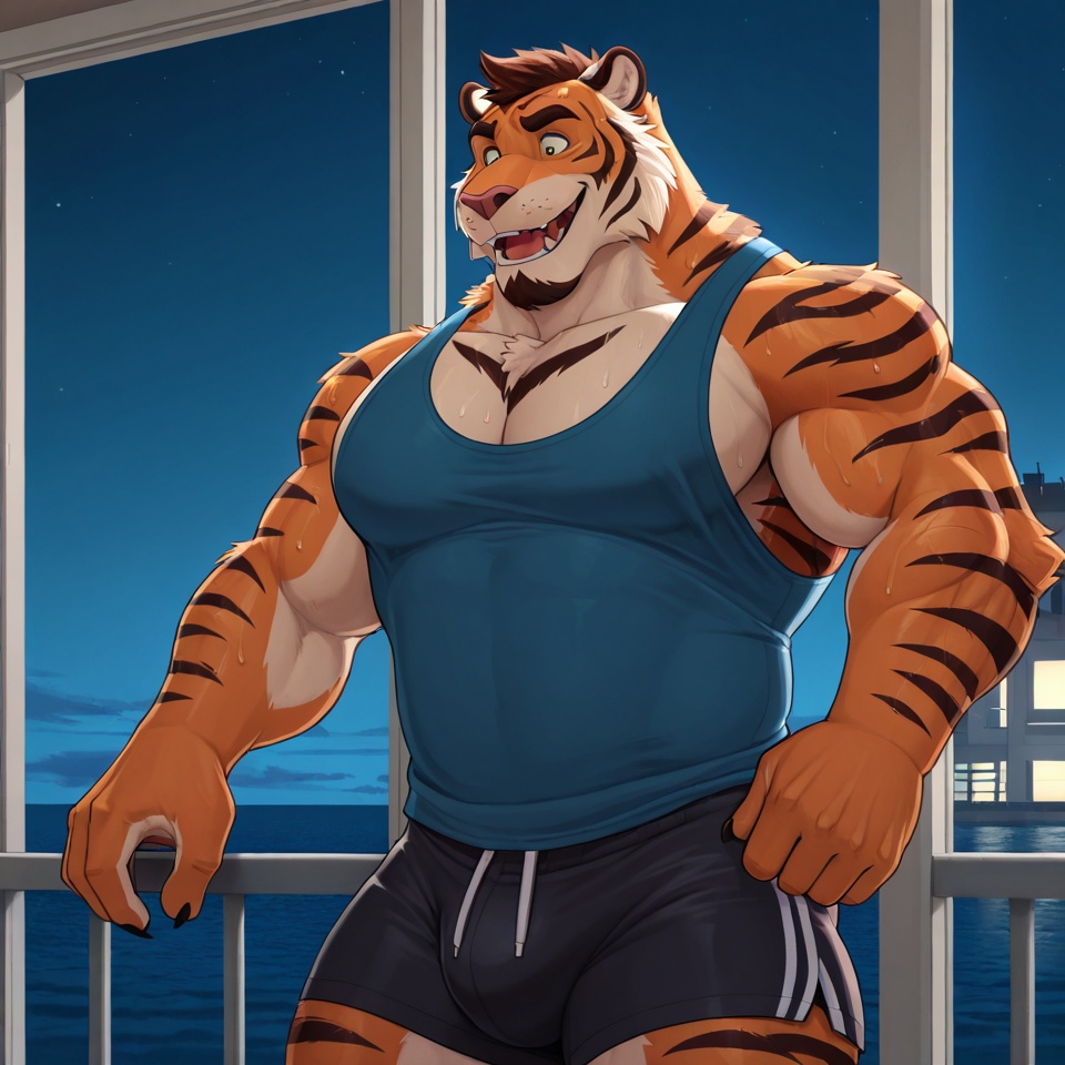 Tiger and Bear Entering Motel Room