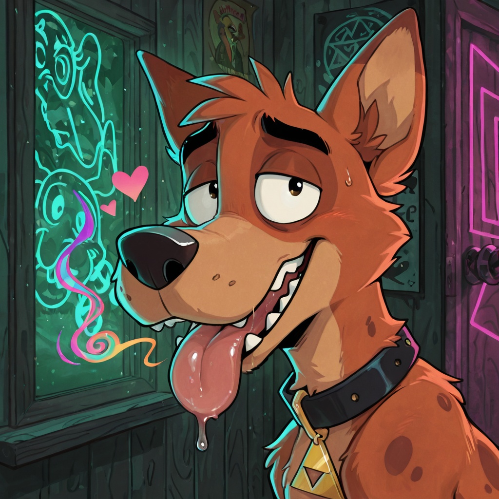 Anthro Stoner Dog Hypnotized by Neon Swirls