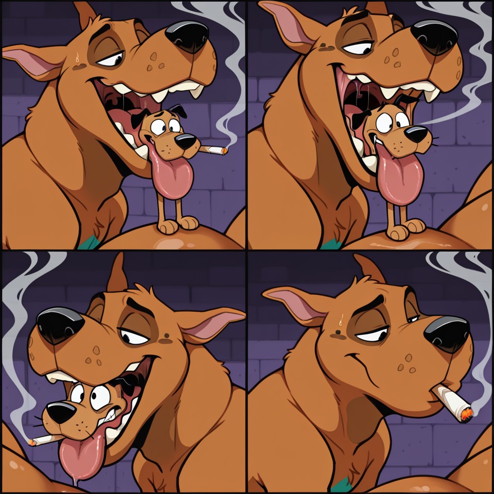 Scooby and Courage in a Tense Encounter Duo