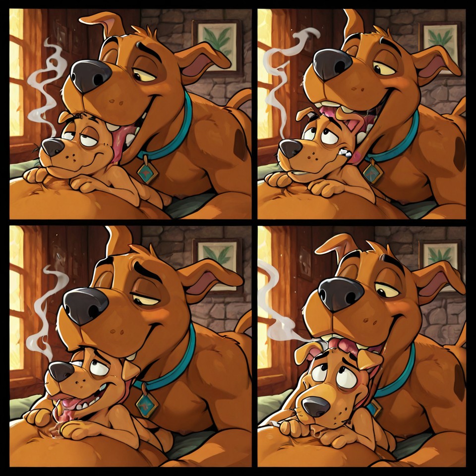 Scooby and Courage in a Swallowed Scene