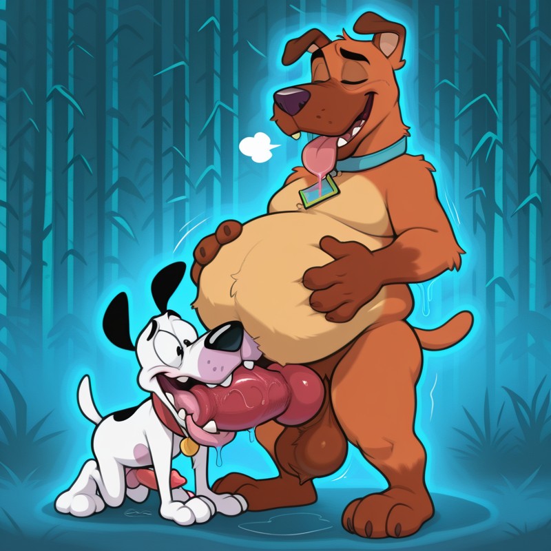 Courage And Scooby In A Romantic Glade