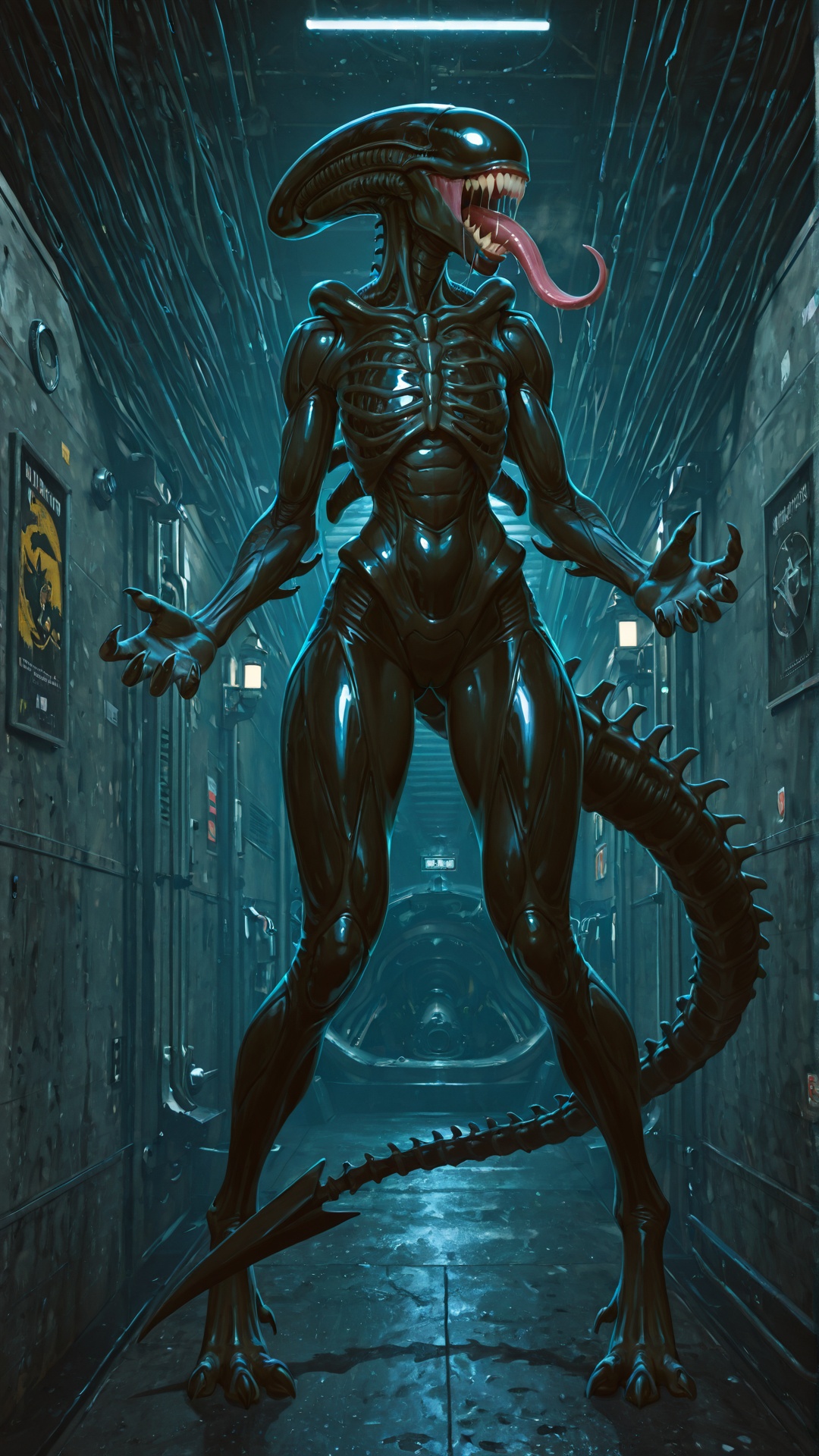 Alien Insectoid Predator in Submarine Setting