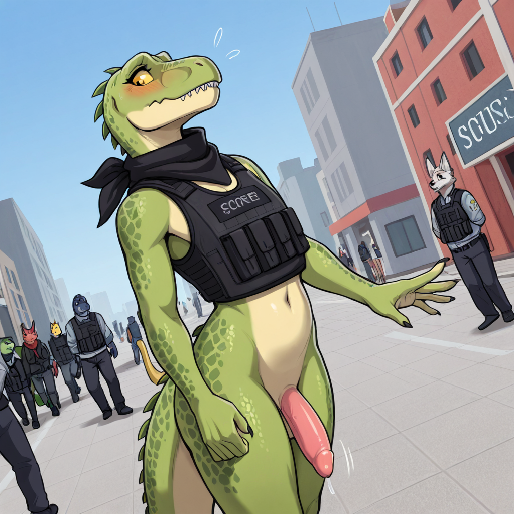 Dinosaur Raptor in Public Square