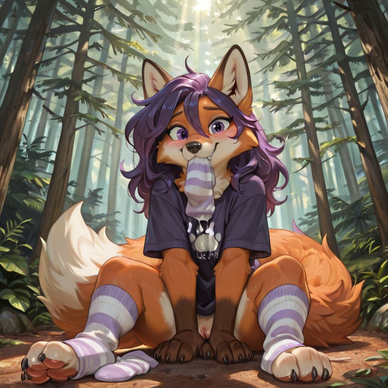Forest Fox with Striped Socks