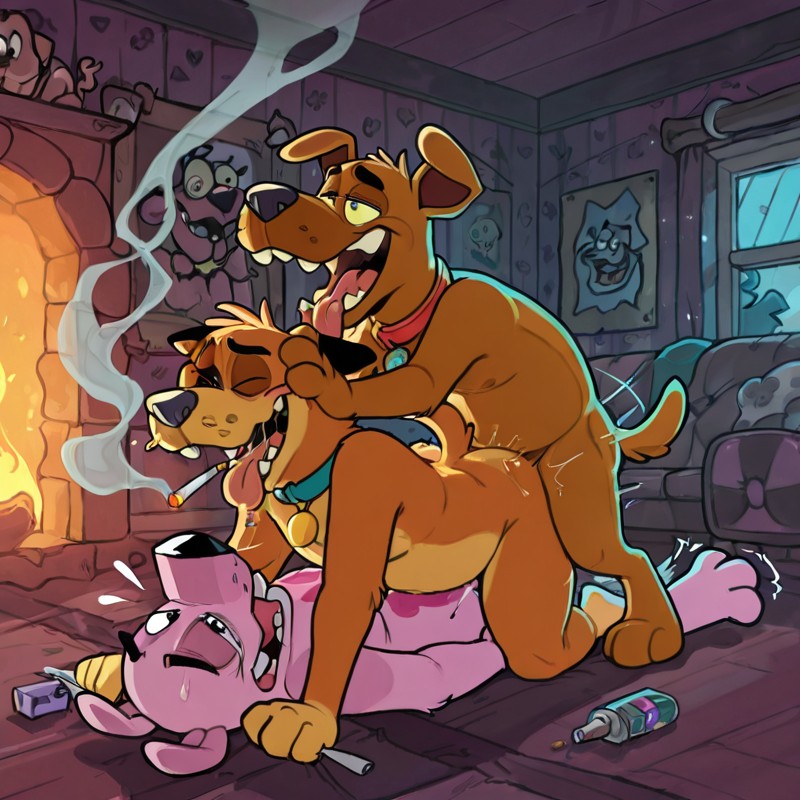 Gay Anthro Duo in Passionate Embrace