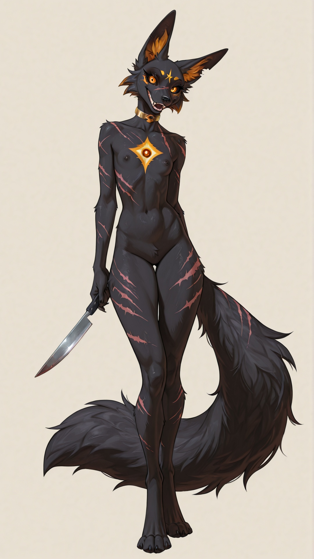 Black Labrador Yandere with Knife