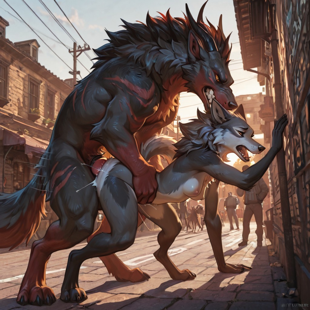 Forest Wolf and Dragon in Open Field