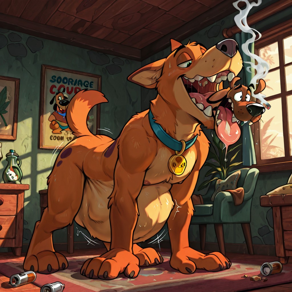 Courage and Scooby Doo Sharing a Hazy Evening