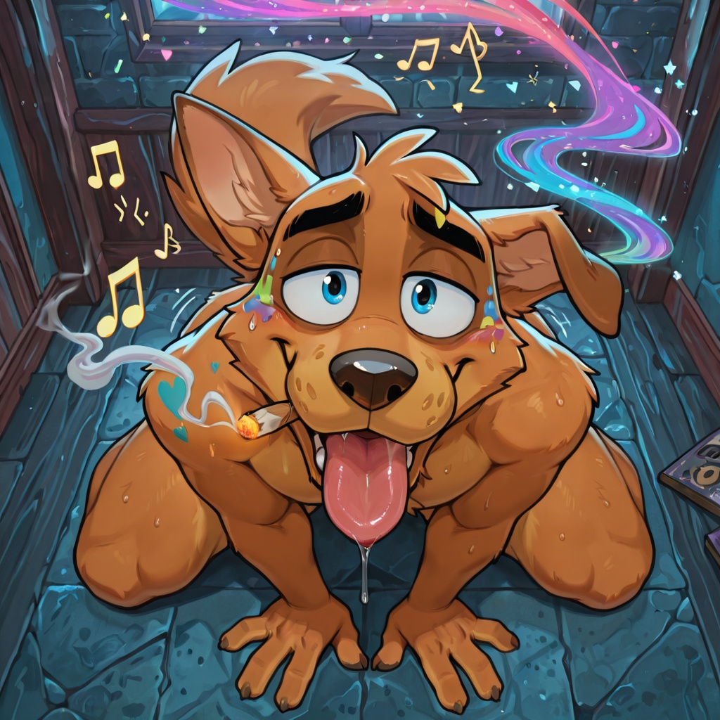 Anthro Foxes in Rainbow Hypnosis Scene