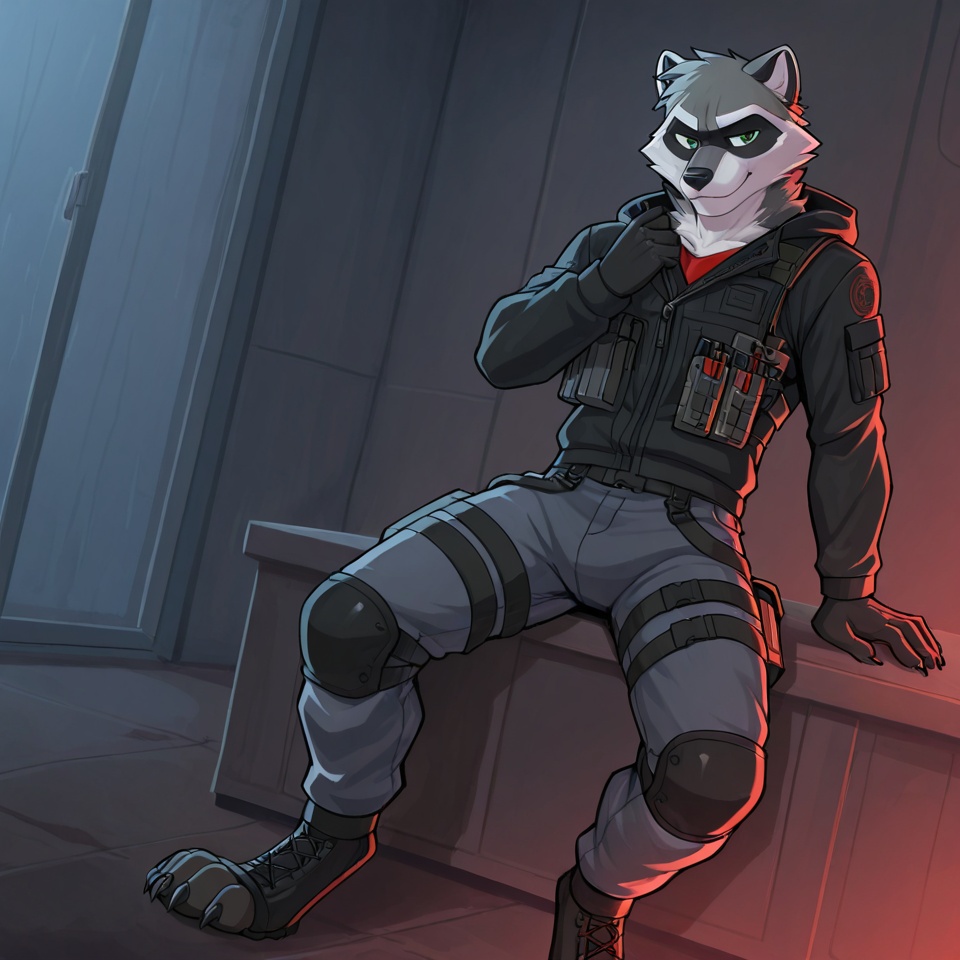 Mysterious Raccoon Furry in Tactical Gear