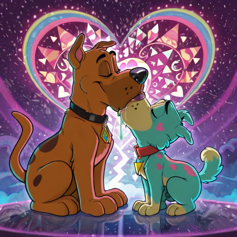 Trippy Furry Courage Drooling Rainbow Hearts
