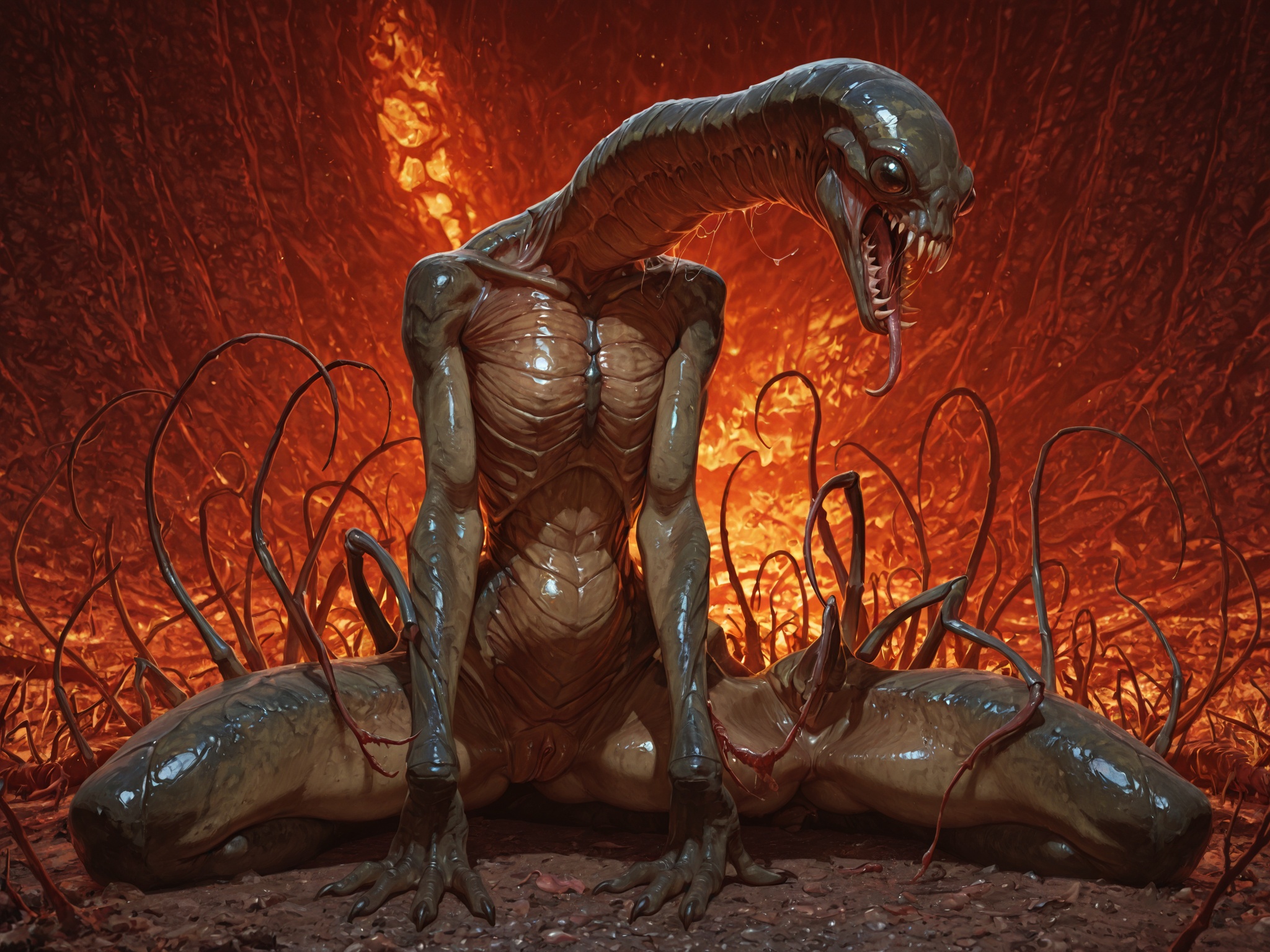 Faceless Female Insect Monster in Hell