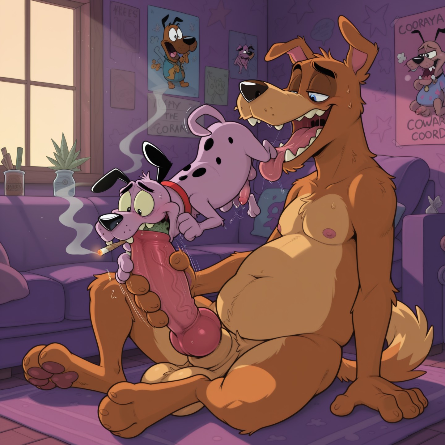 Cowardly Dog Smoking Marijuana