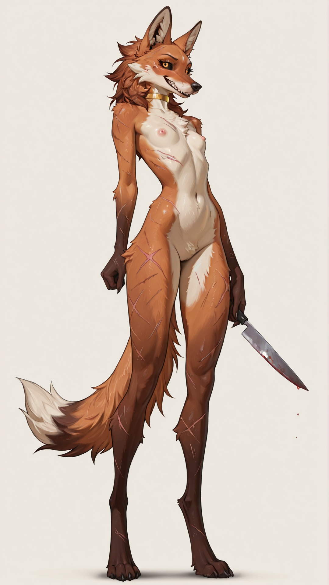 Battle-Scarred Maned Wolf in Beige Setting