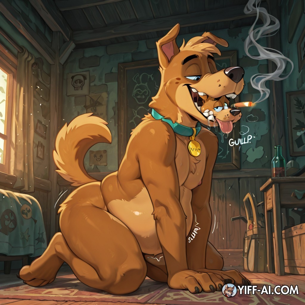 Anthro Dogs Sharing Marijuana Moment