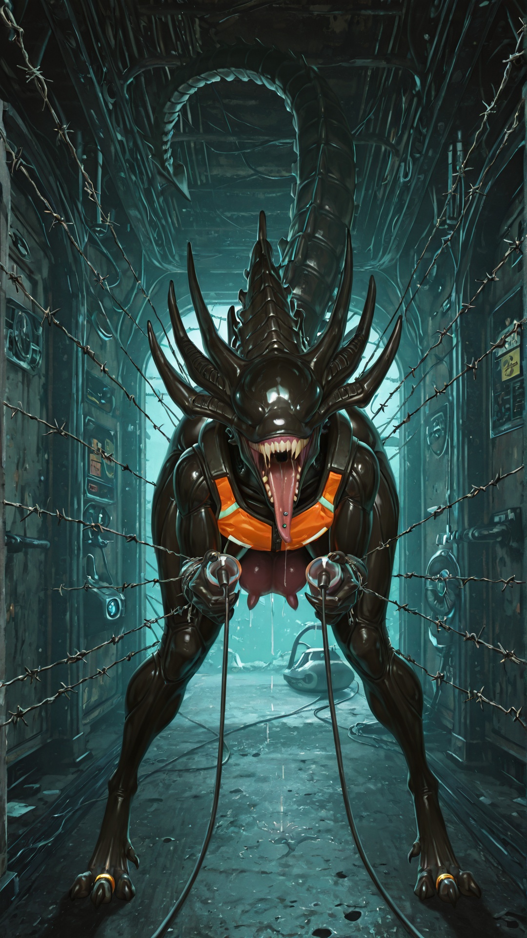 Alien Jackal Hybrid in Submarine Corridor