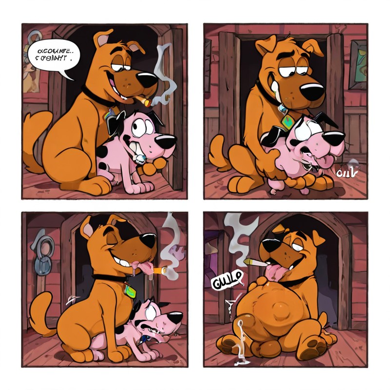 Courage the Cowardly Dog in Surreal Scene