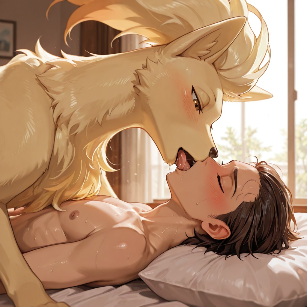Two Pokemon in a Romantic Embrace