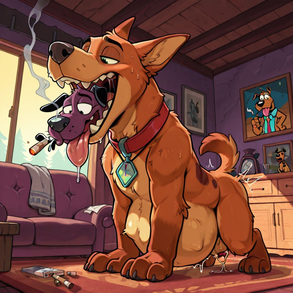 Courage the Cowardly Dog and Scooby-Doo Smoking Together