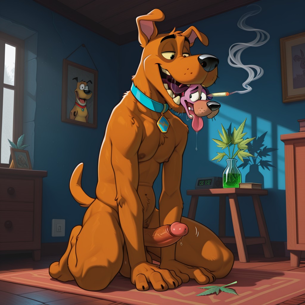 Scooby And Courage In A Cozy Meadow