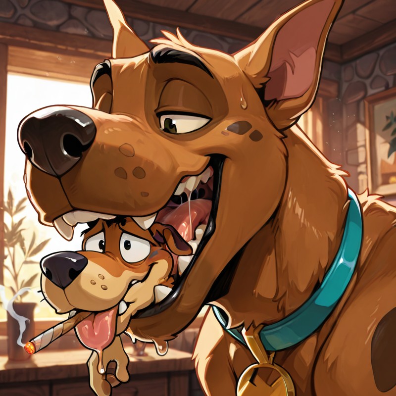 Scooby and Courage Sharing a Mellow Afternoon
