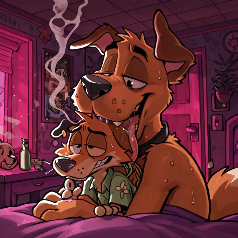 Courage the Cowardly Dog and Scooby Doo Romantically Bonding