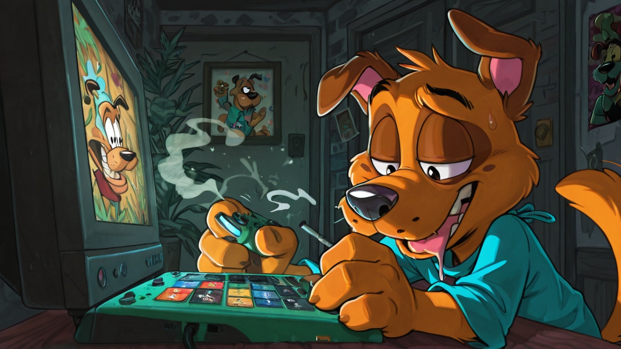 Courage the Cowardly Dog as Furry with Neon Spots