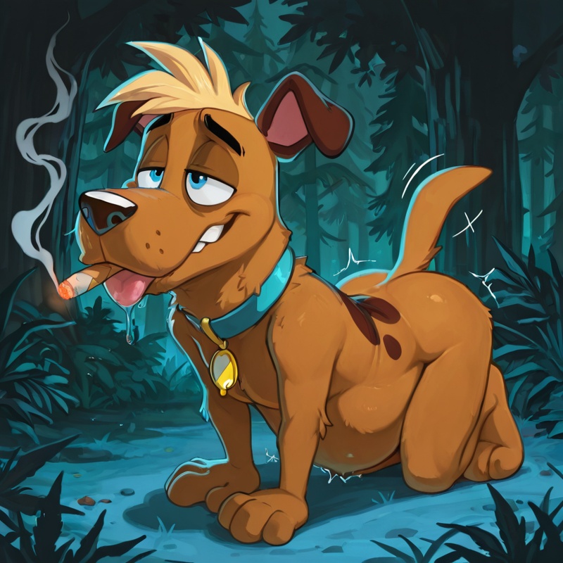 Anthro Courage the Cowardly Dog Nude Smoking Marijuana