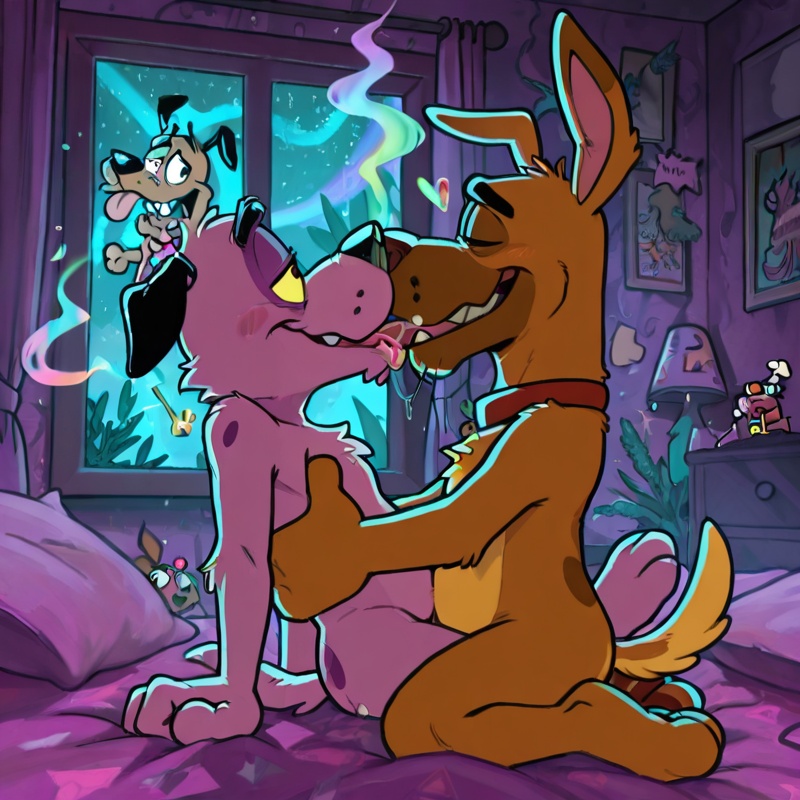 Courage the Cowardly Dog Embracing Intoxicated Romance