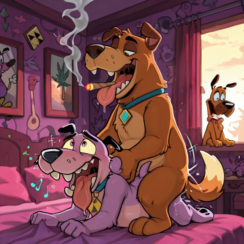Courage the Cowardly Dog and Scooby Doo Smoking Marijuana