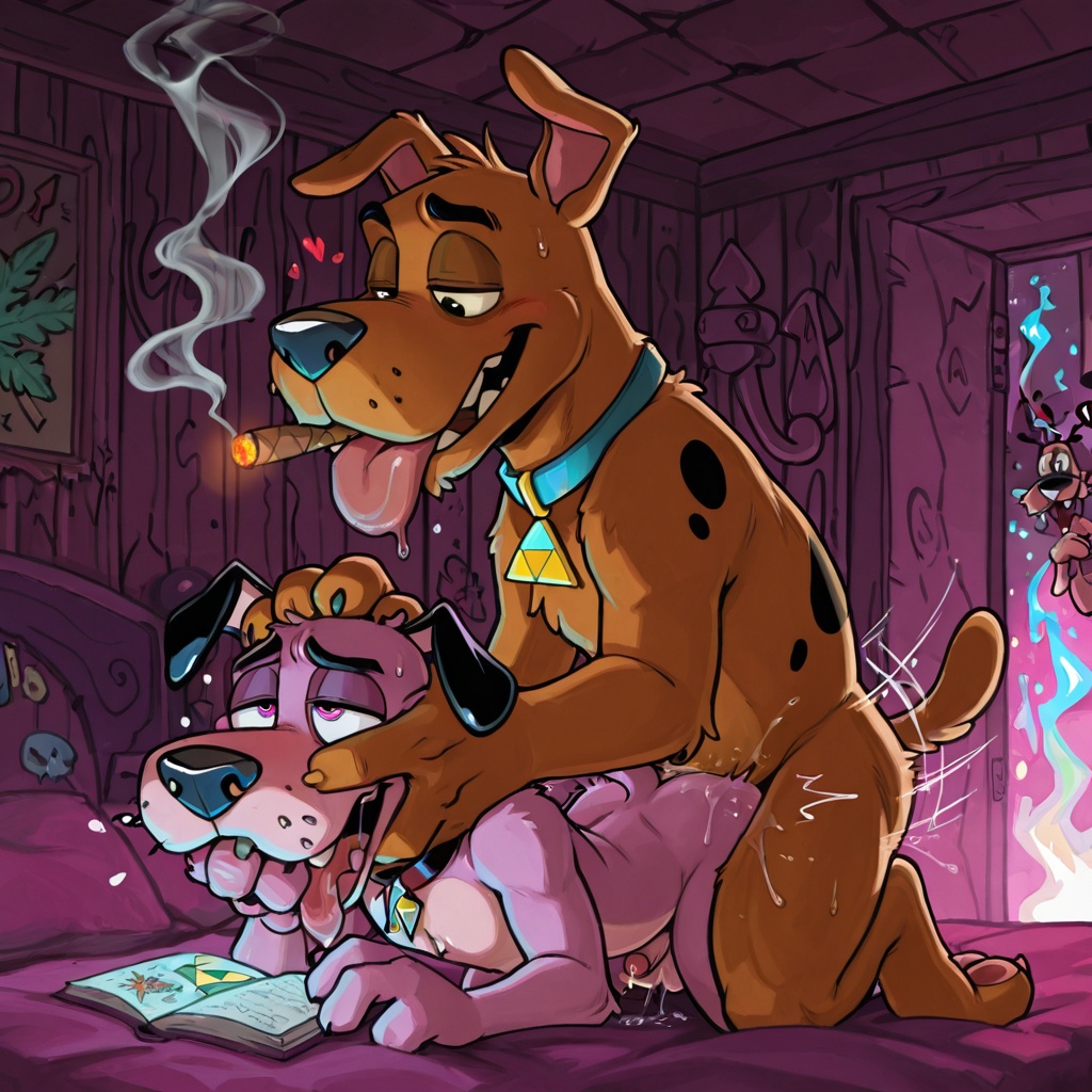 Courage the Cowardly Dog and Scooby Doo Embrace
