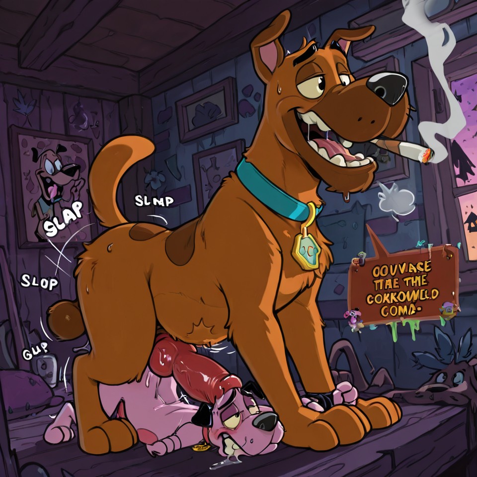 Courage the Cowardly Dog in Intimate Moment