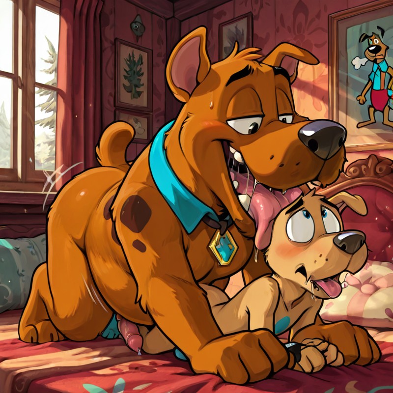 Two Anthro Dogs In A Romantic Embrace