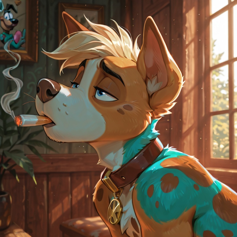 Anthro Fox with Rainbow Neon Fur