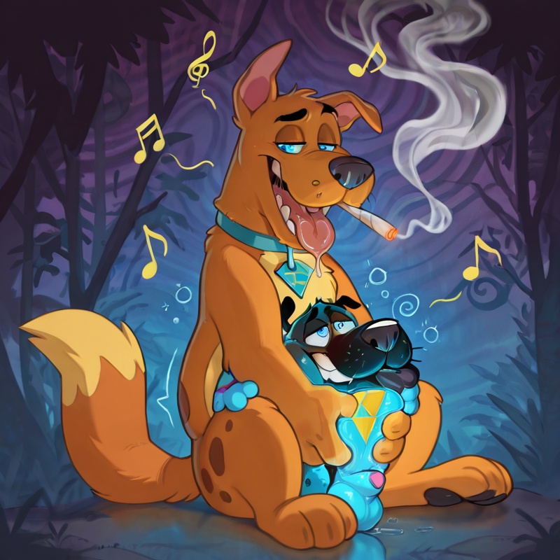 Courage the Cowardly Dog and Scooby-Doo in Neon Party Scene