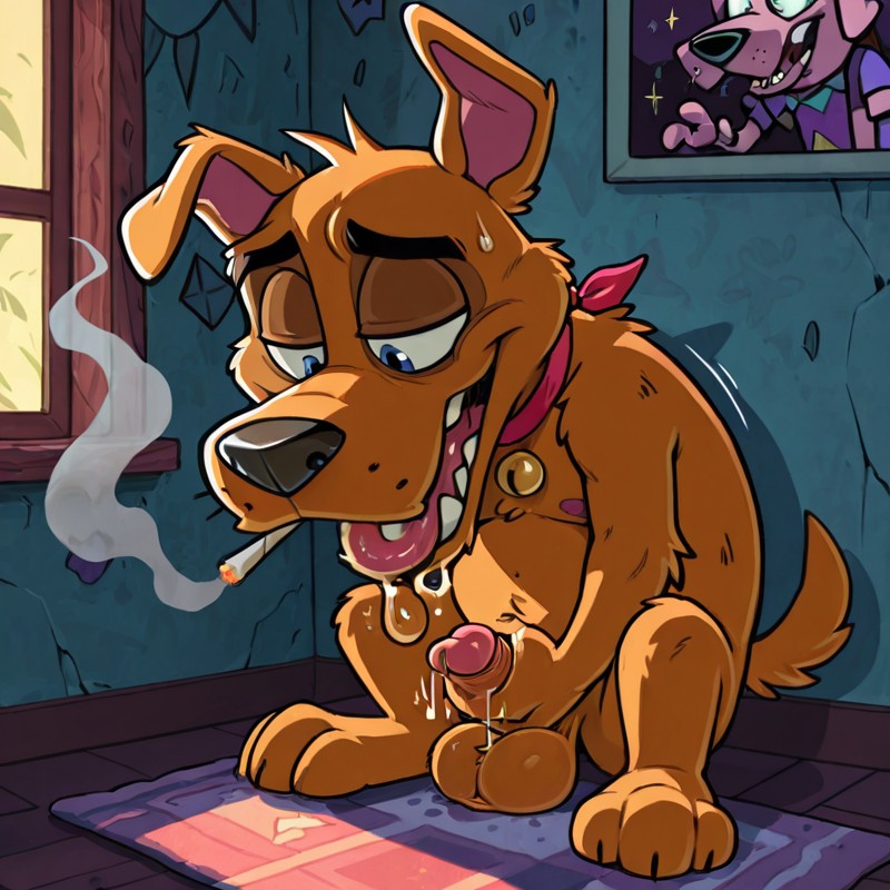 Courage the Cowardly Dog Smoking Marijuana Slightly Chubby Male