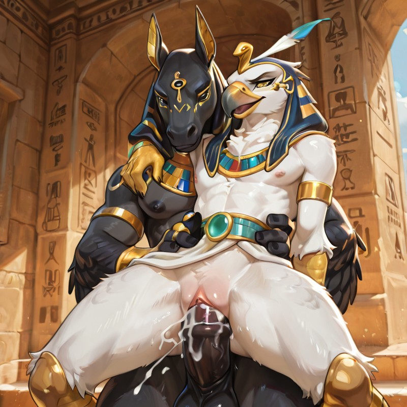 Egyptian Falcon and Equine Duo