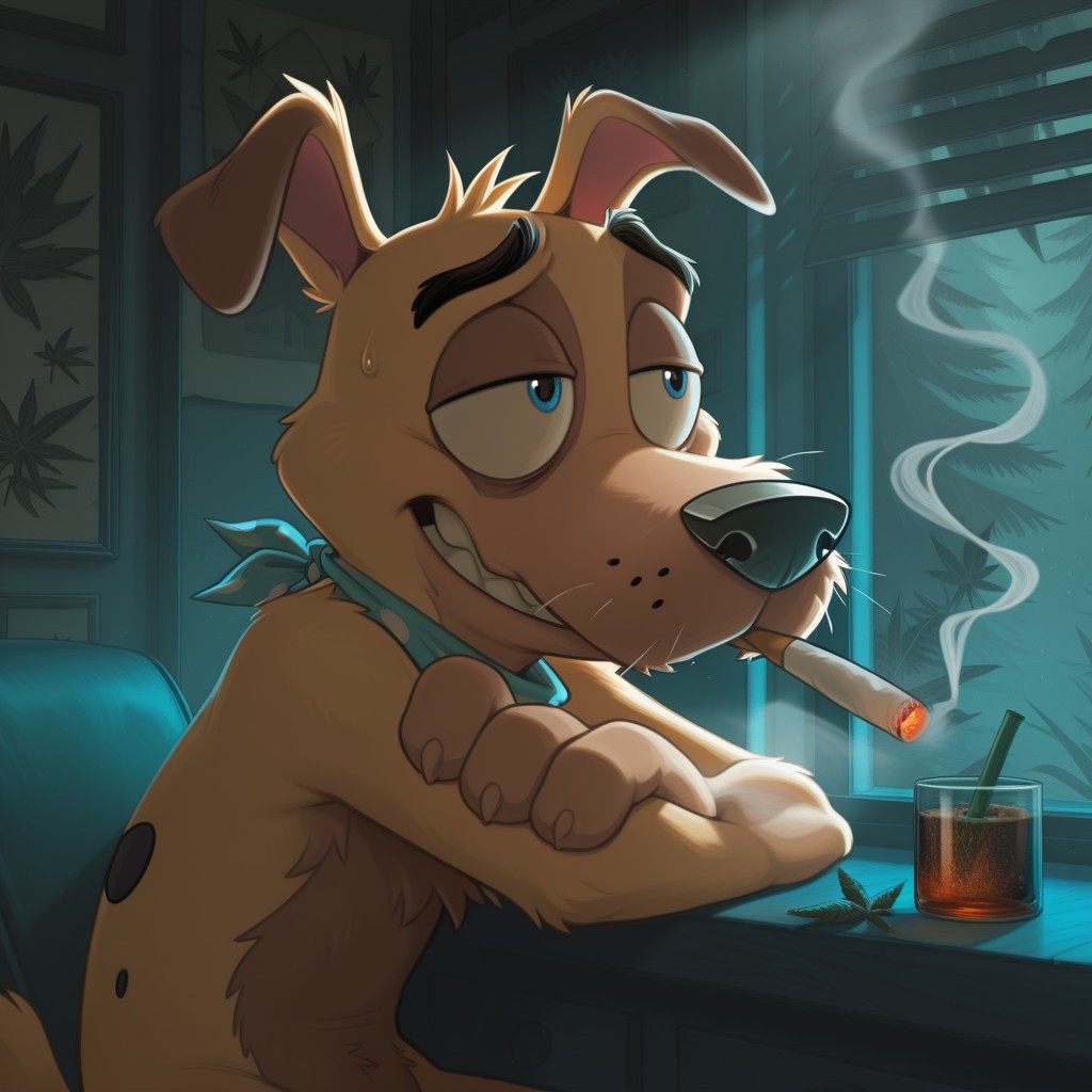 Courage the Cowardly Dog as a Chill Stoner