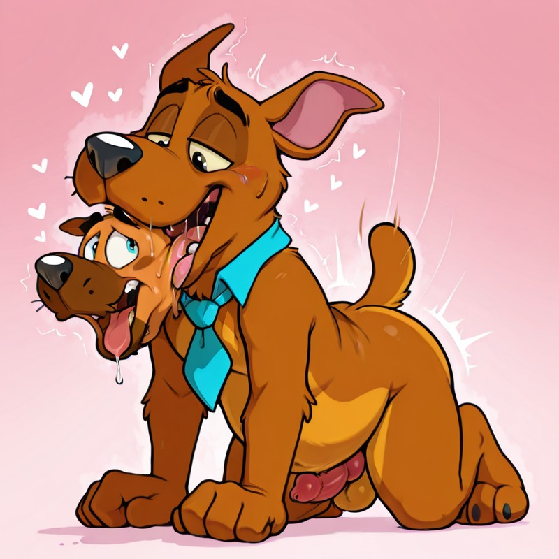 Two Anthro Cartoon Dogs Sharing a Romantic Moment