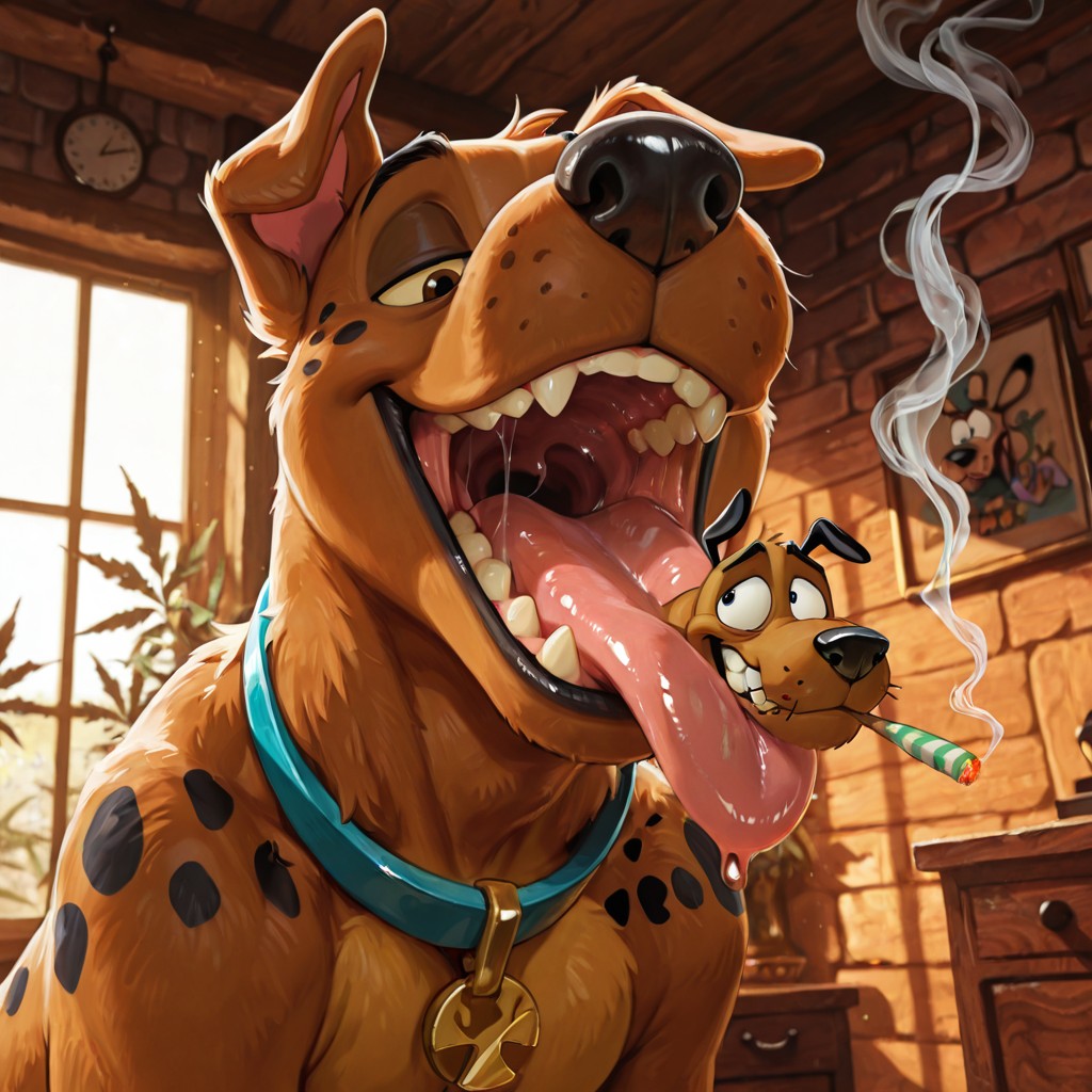 Scooby-Doo and Courage Sharing a Smoky Campfire Moment