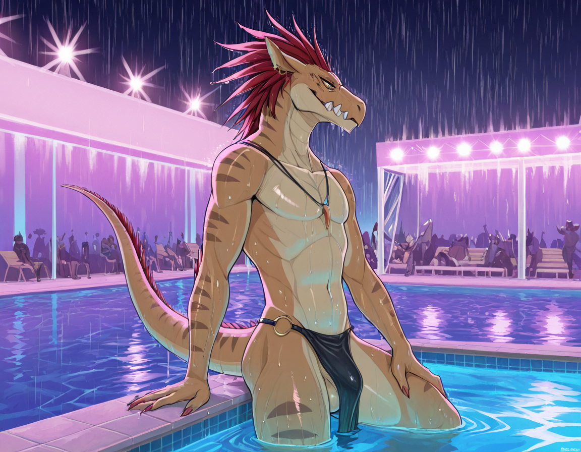 Alien Dancer at Rave Pool Party
