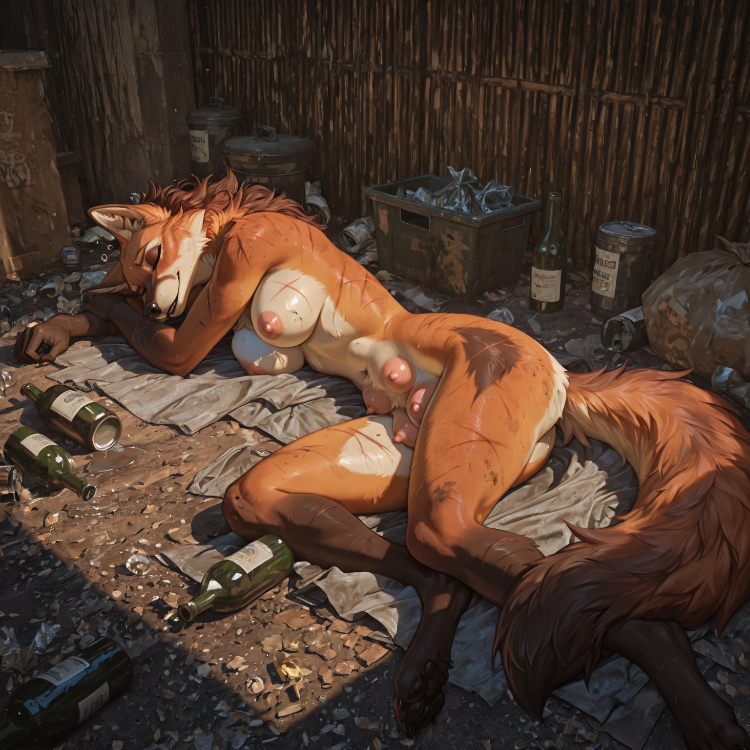 Maned Wolf Passed Out in Alleyway