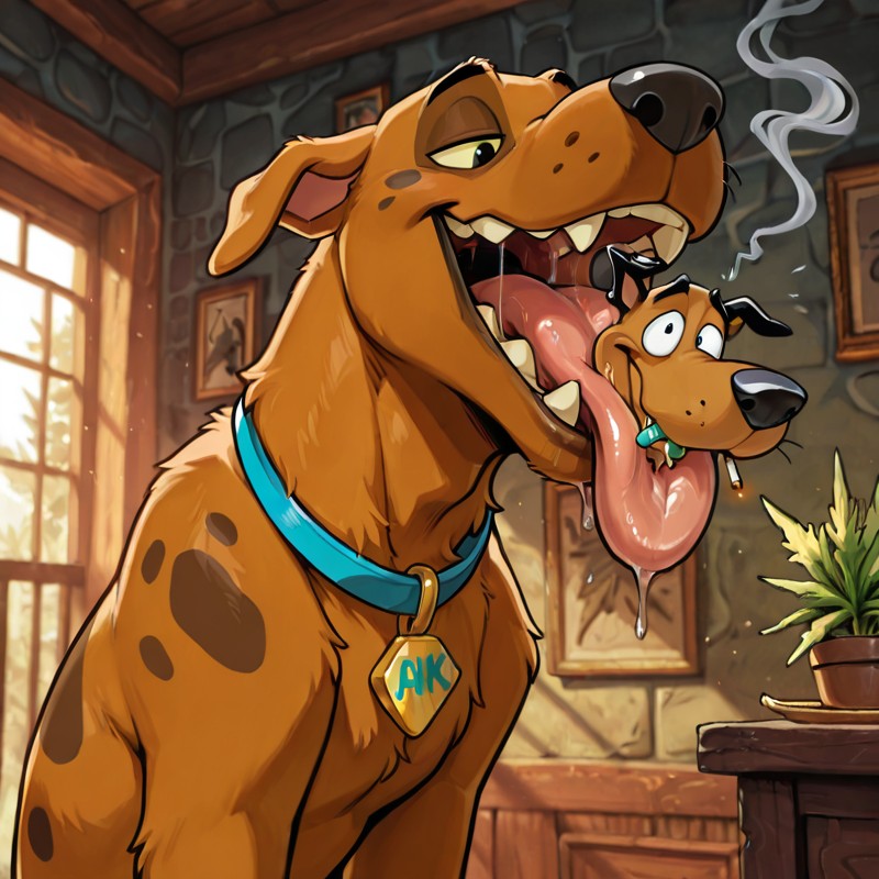 Scooby and Courage Sharing a Hazy Afternoon Scooby Doo