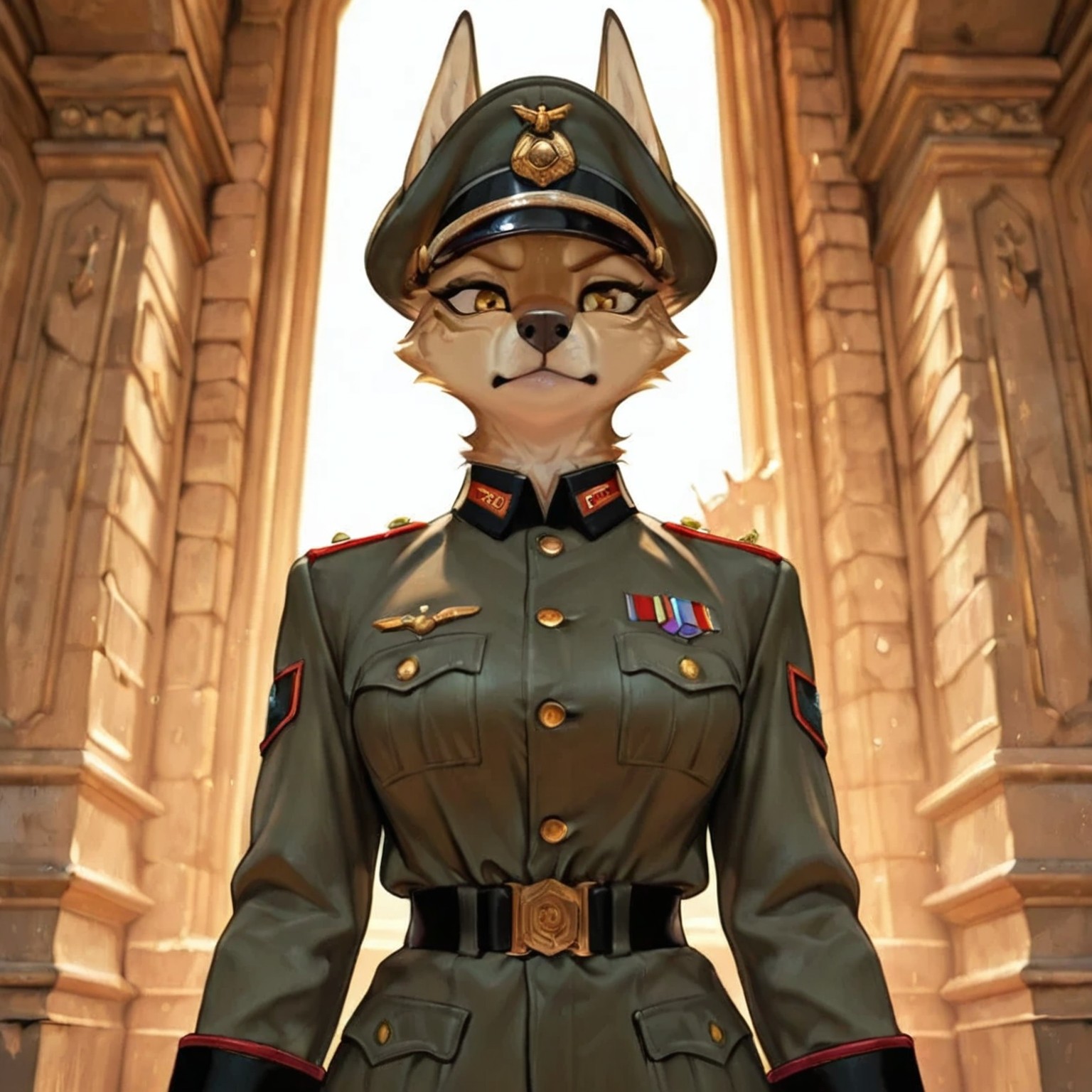 Golden Jackal Soldier in Military Cap