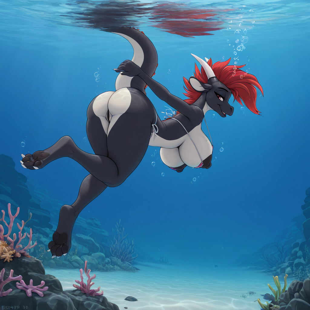 Aged Dragon Seductively Sinking Underwater