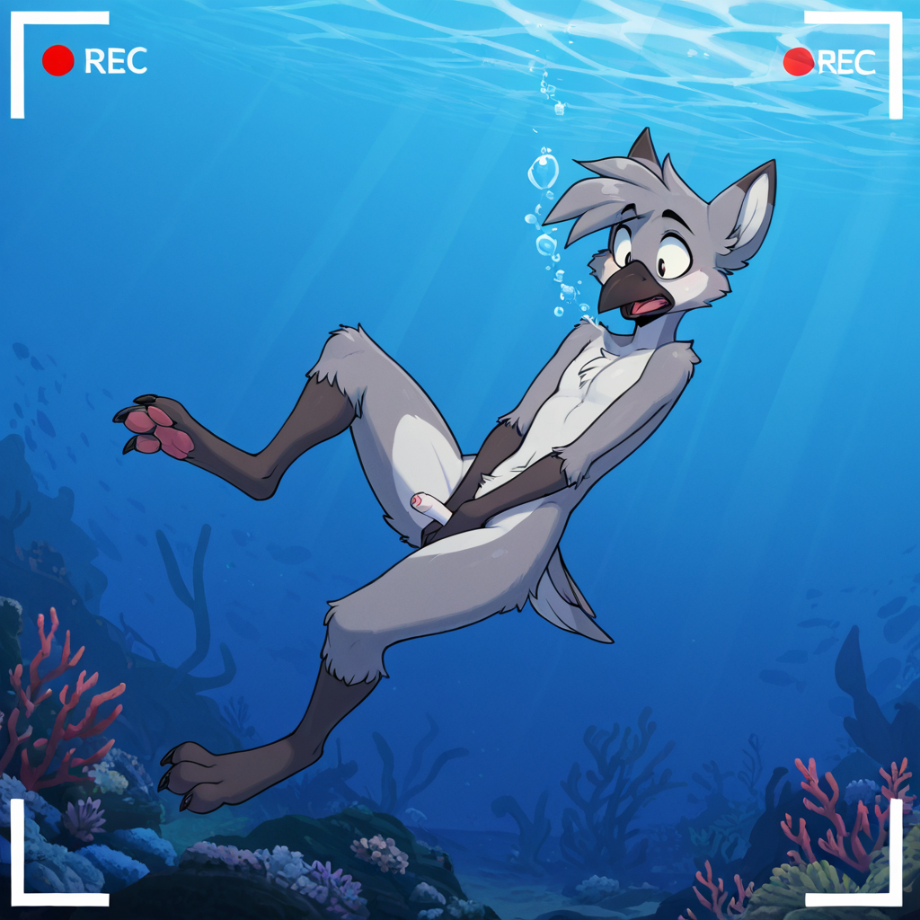 Crow Floating Underwater