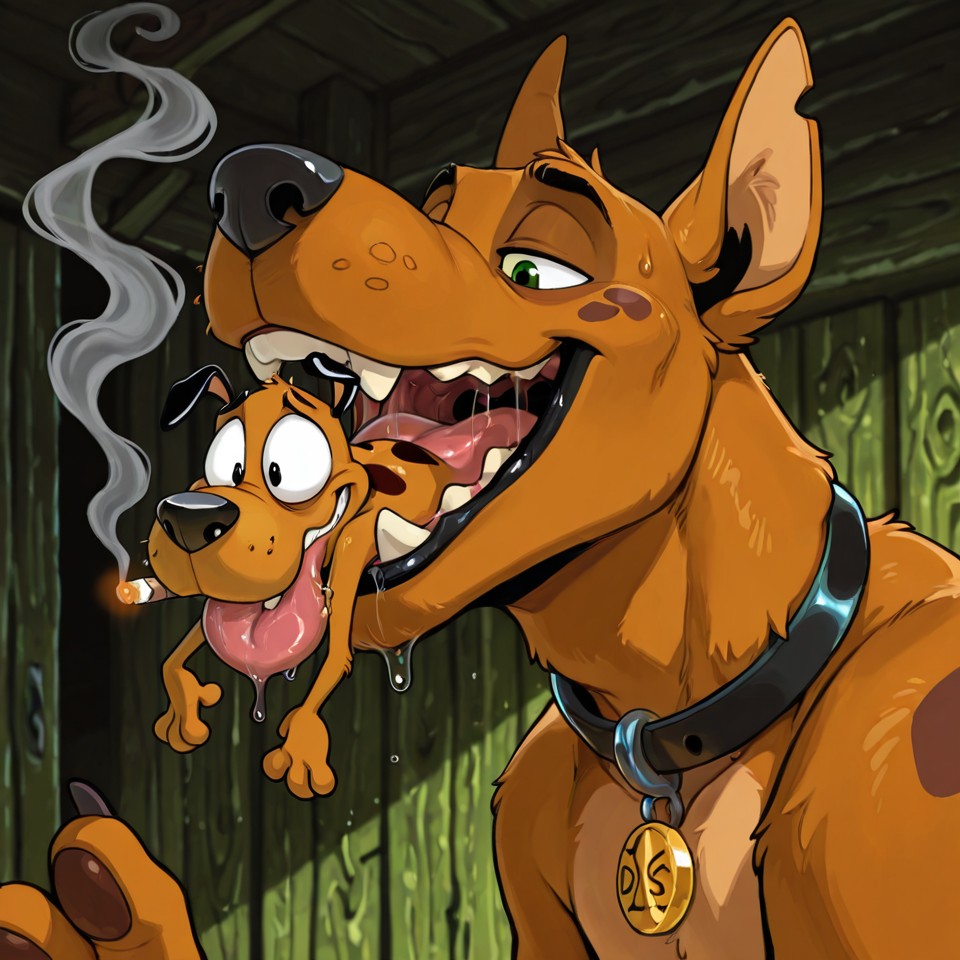 Scooby Doo Swallowing Courage the Cowardly Dog Whole Scooby Swallowing Courage The