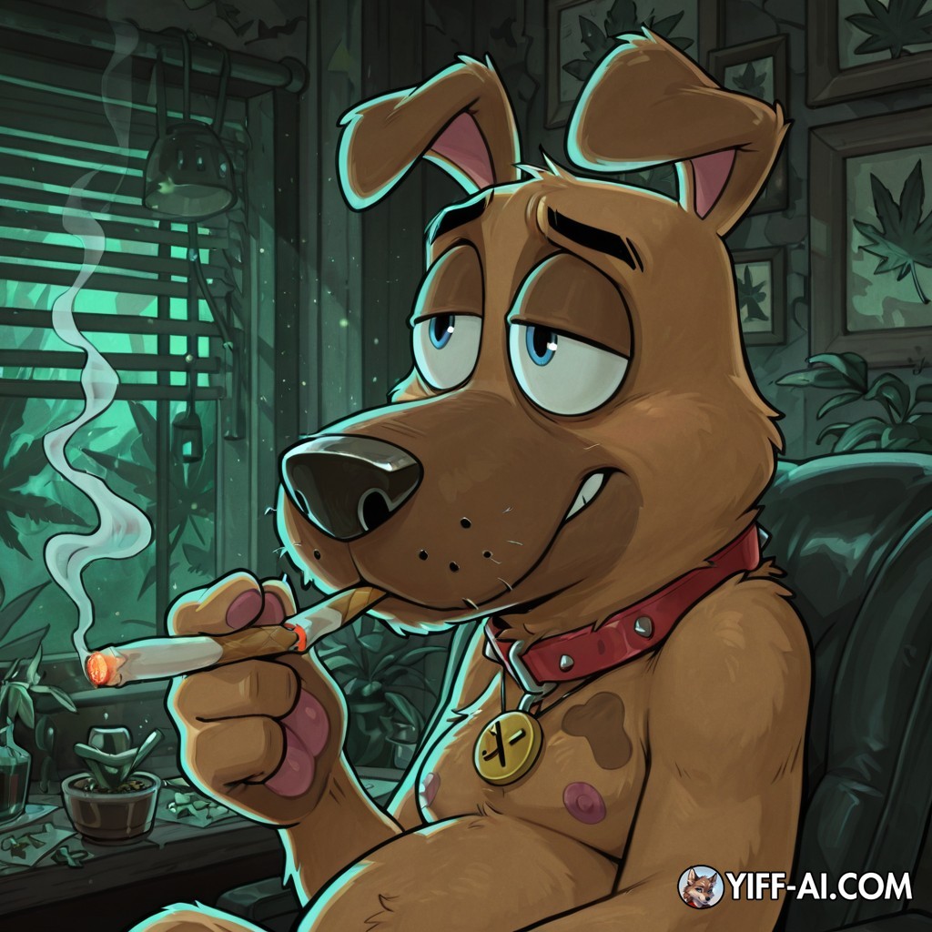 Courage the Cowardly Dog as a Chilled-Out Anthro Stoner